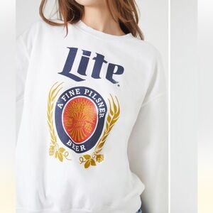 Forever 21 🍻Miller Lite🍻White Graphic Sweatshirt